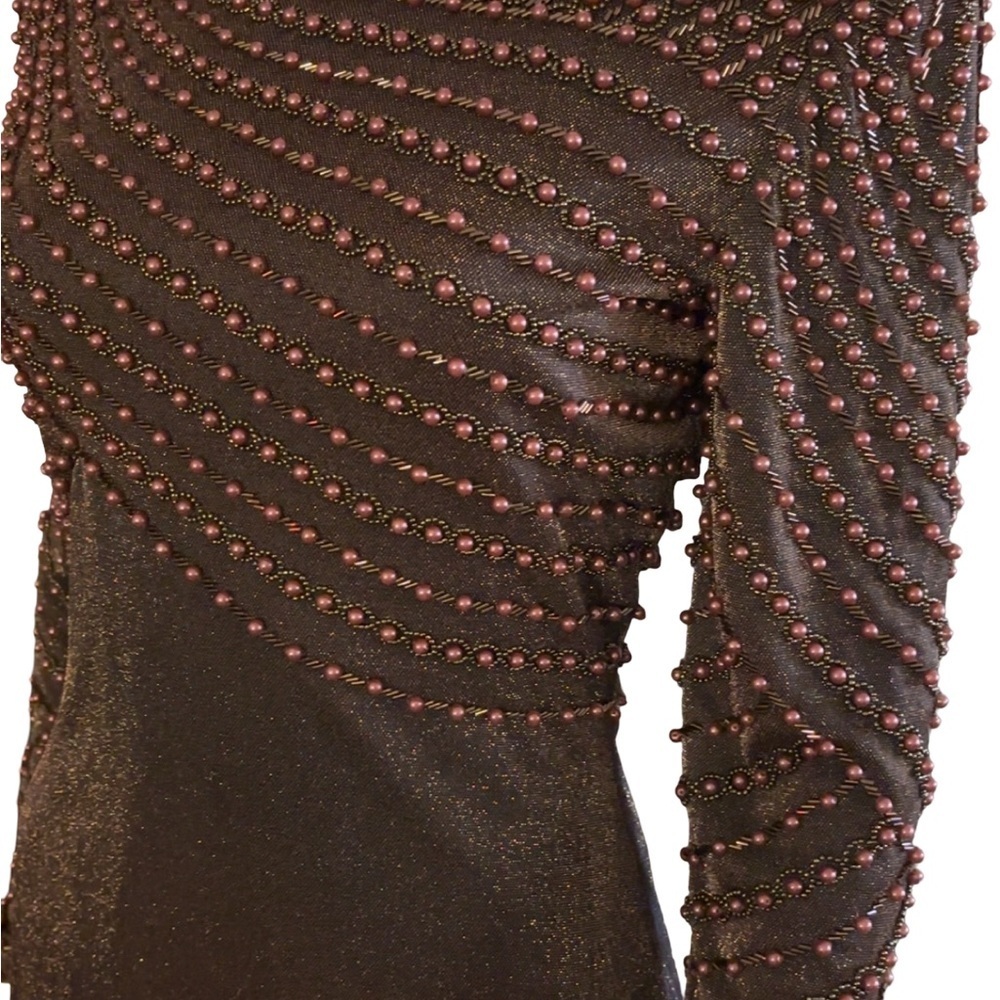 Vintage Vie Victoria Royal of Hong Kong 1960s Brown Dress Size 6 P2P 19" - Picture 2 of 7
